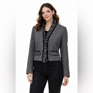 Vintage Designer Gray Ruffled Women's Blazer
